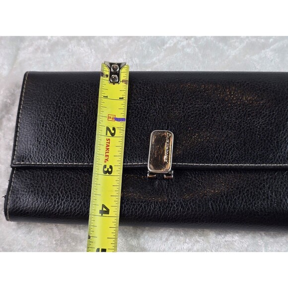 Liz Claiborne Black Leather Tri- Fold Check Book Style Wallet - Picture 8 of 8